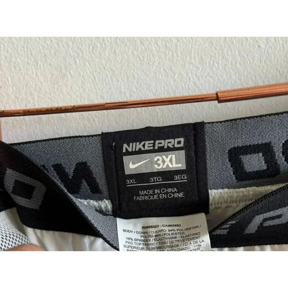 Nike Pro Mens Compression Shorts Black Padded Dri-Fit Elastic Waist White Sz 3XL - Picture 4 of 6